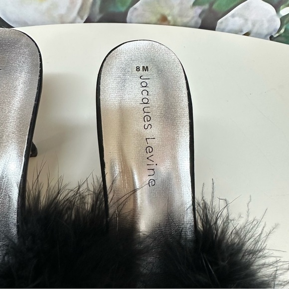Jacques Levine Black Feather Slippers - Picture 3 of 7